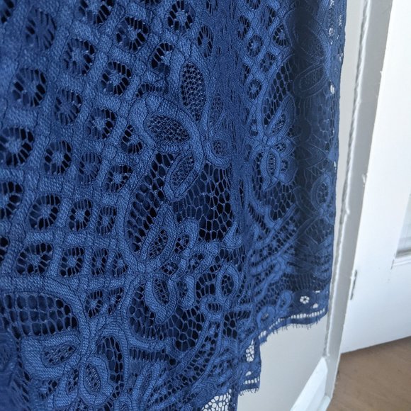 Blue Lace Midi Dress, T-Shirt Cut - Picture 2 of 3